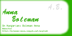 anna boleman business card